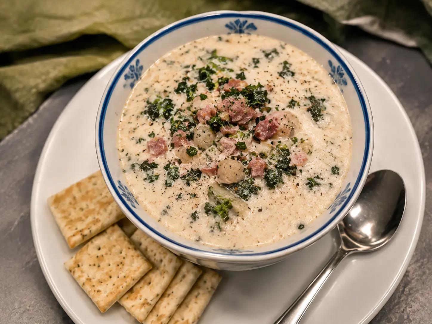 Kale Soup — homemade soup from College Soups in East Indianapolis